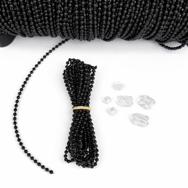 Cadena Plastica 3mts P/ Cort. Roller + topes + uniones(Negro)